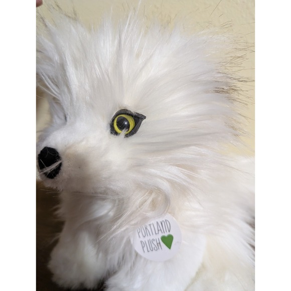 Portland Plush Arctic Fox named Aurora White Fluffy Plush w/Tag 10" Realistic - Picture 6 of 8